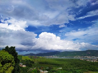 landscape with blue sky and clouds