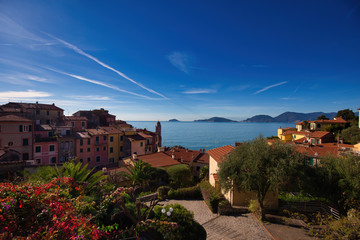 Fototapeta na wymiar Panorama from Tellaro Liguria Italy