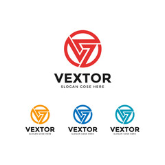  Red color V logo design template premium.