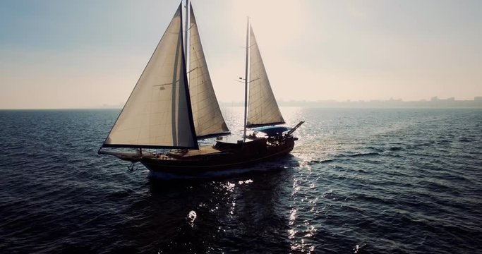 Aerial View of the Palinuro Sailing Ship at Sea