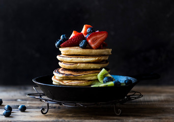 Pancake Stack with Fruit and Berries