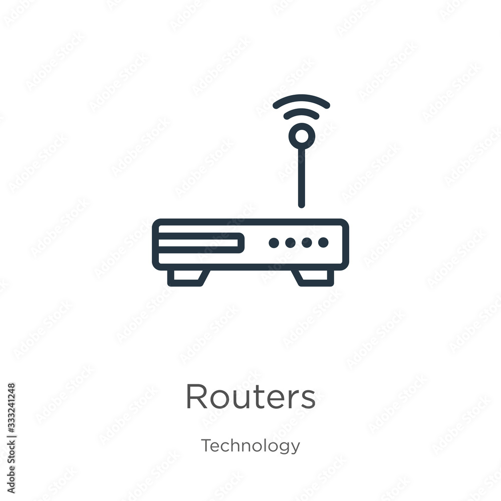 Aufkleber routers icon. thin linear routers outline icon isolated on white background from technology collecti