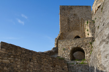 Sperlinga Sicily Italy -  View of the medieval fortification and panorama of countryside around