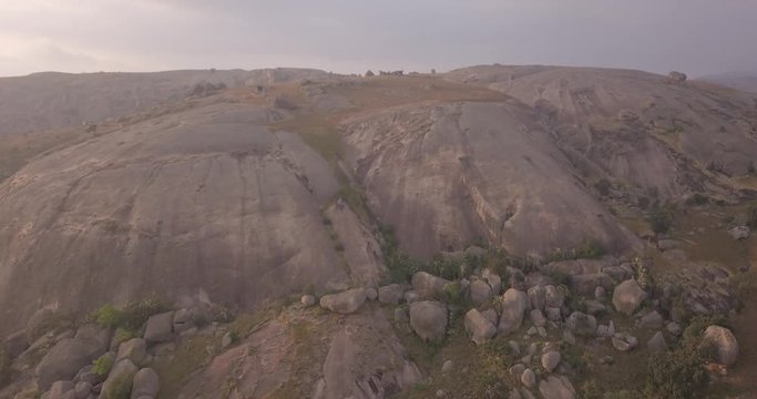 Aerial view of  the second-largest monolith in the world called Sibebe Rock, Eswatini