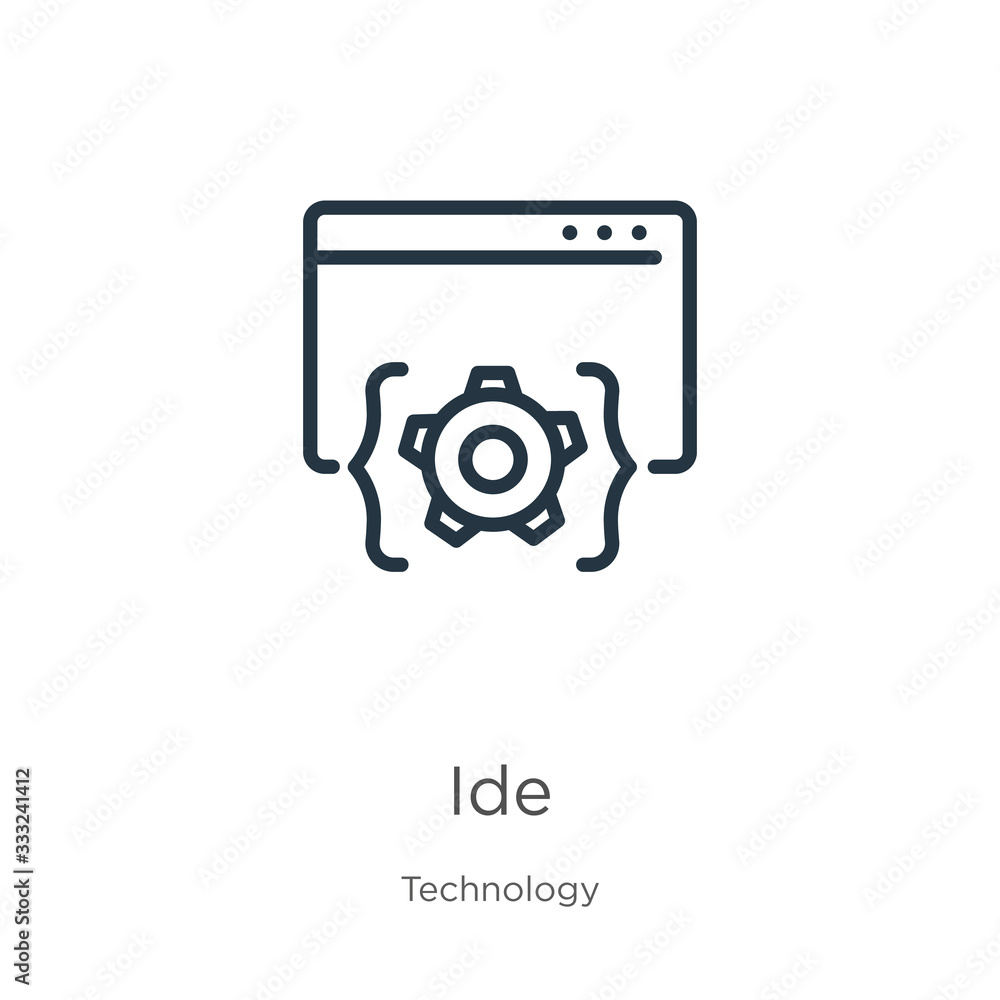 Poster ide icon. thin linear ide outline icon isolated on white background from technology collection. line