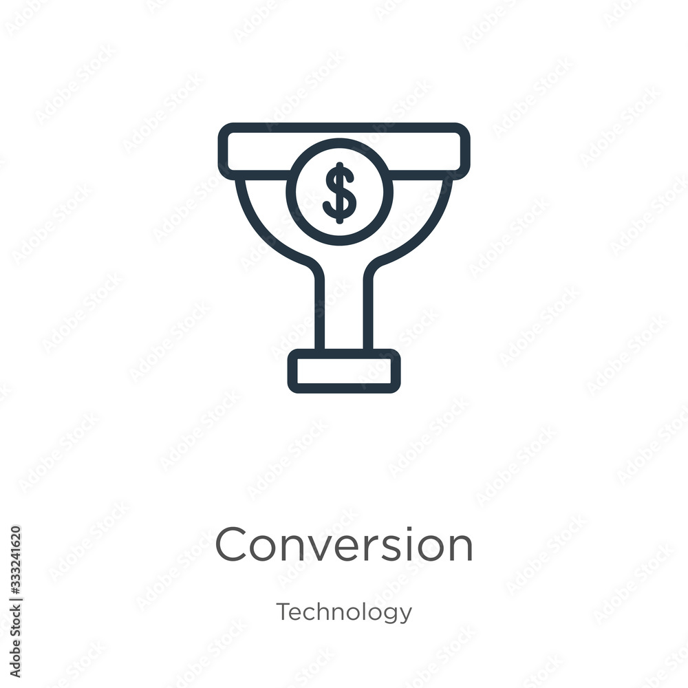 Aufkleber conversion icon. thin linear conversion outline icon isolated on white background from technology co