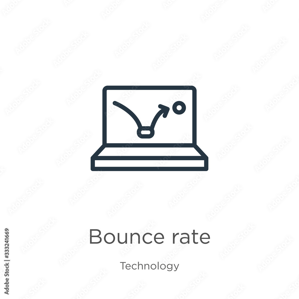 Poster bounce rate icon. thin linear bounce rate outline icon isolated on white background from technology 