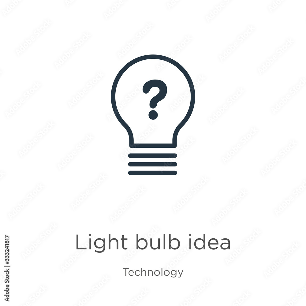 Poster light bulb idea icon. thin linear light bulb idea outline icon isolated on white background from tec