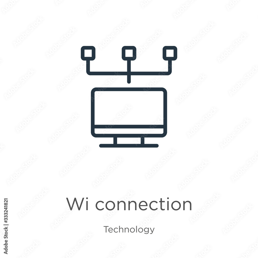 Aufkleber wired connection icon. thin linear wired connection outline icon isolated on white background from t