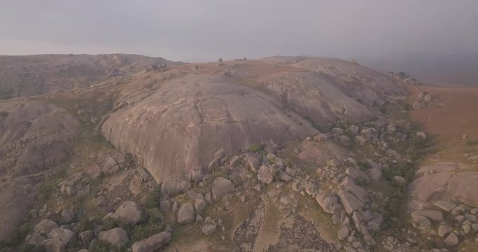 Aerial view of  the second-largest monolith in the world called Sibebe Rock, Eswatini