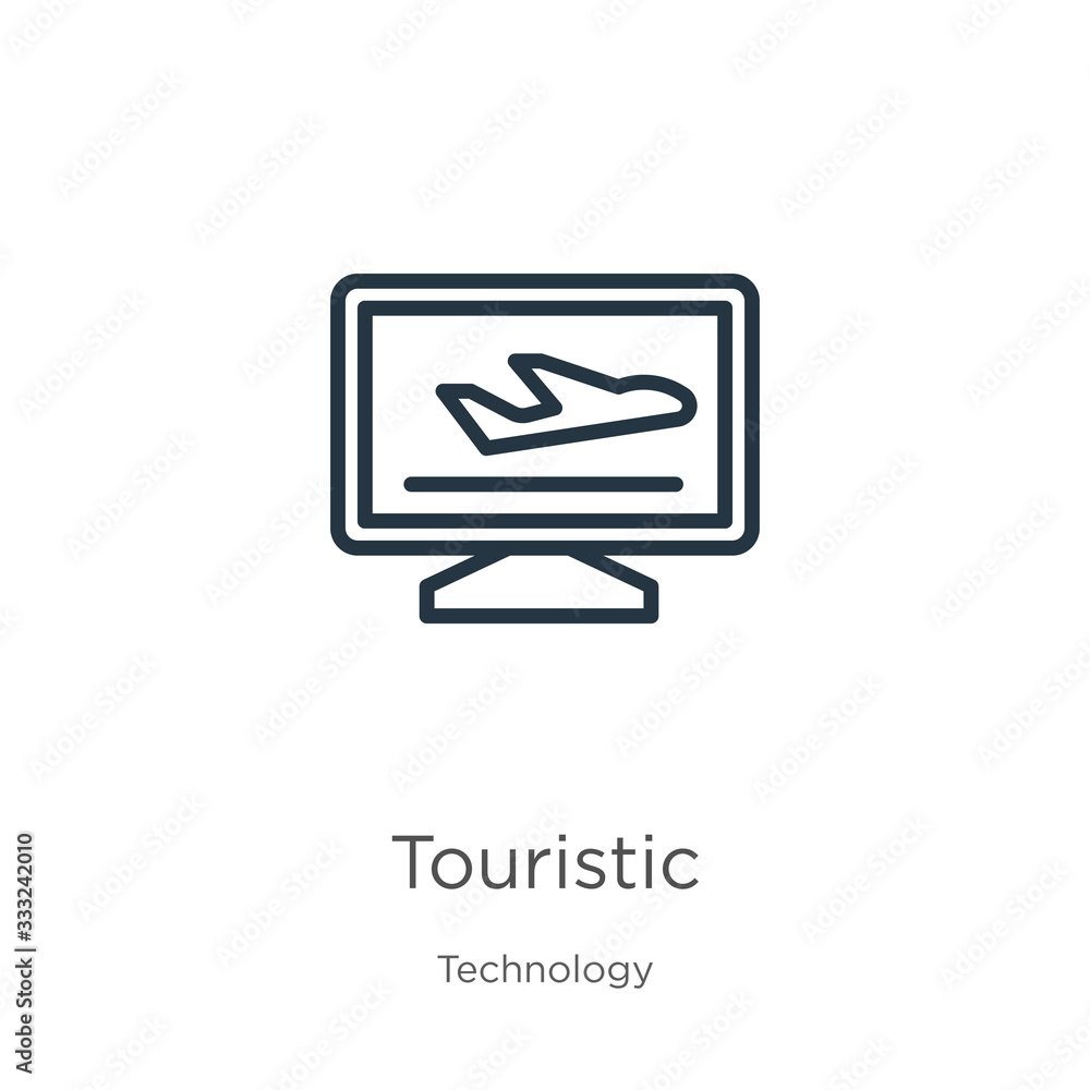 Aufkleber touristic icon. thin linear touristic outline icon isolated on white background from technology coll