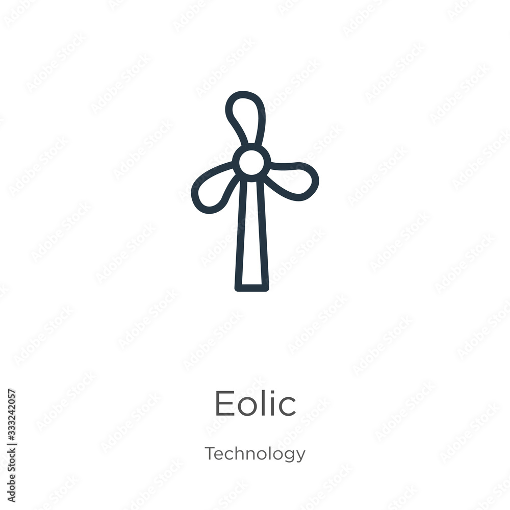 Poster eolic icon. thin linear eolic outline icon isolated on white background from technology collection. 