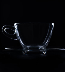 dark photo of tea cup on plate
