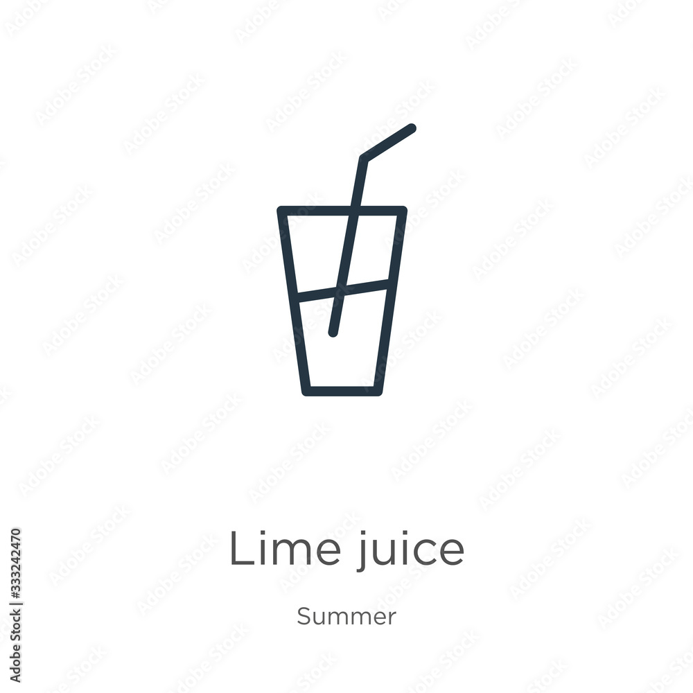 Aufkleber lime juice icon. thin linear lime juice outline icon isolated on white background from summer collec