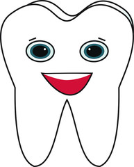 Cute cartoon teeth characters vector.Healthy white tooth. Vector illustration