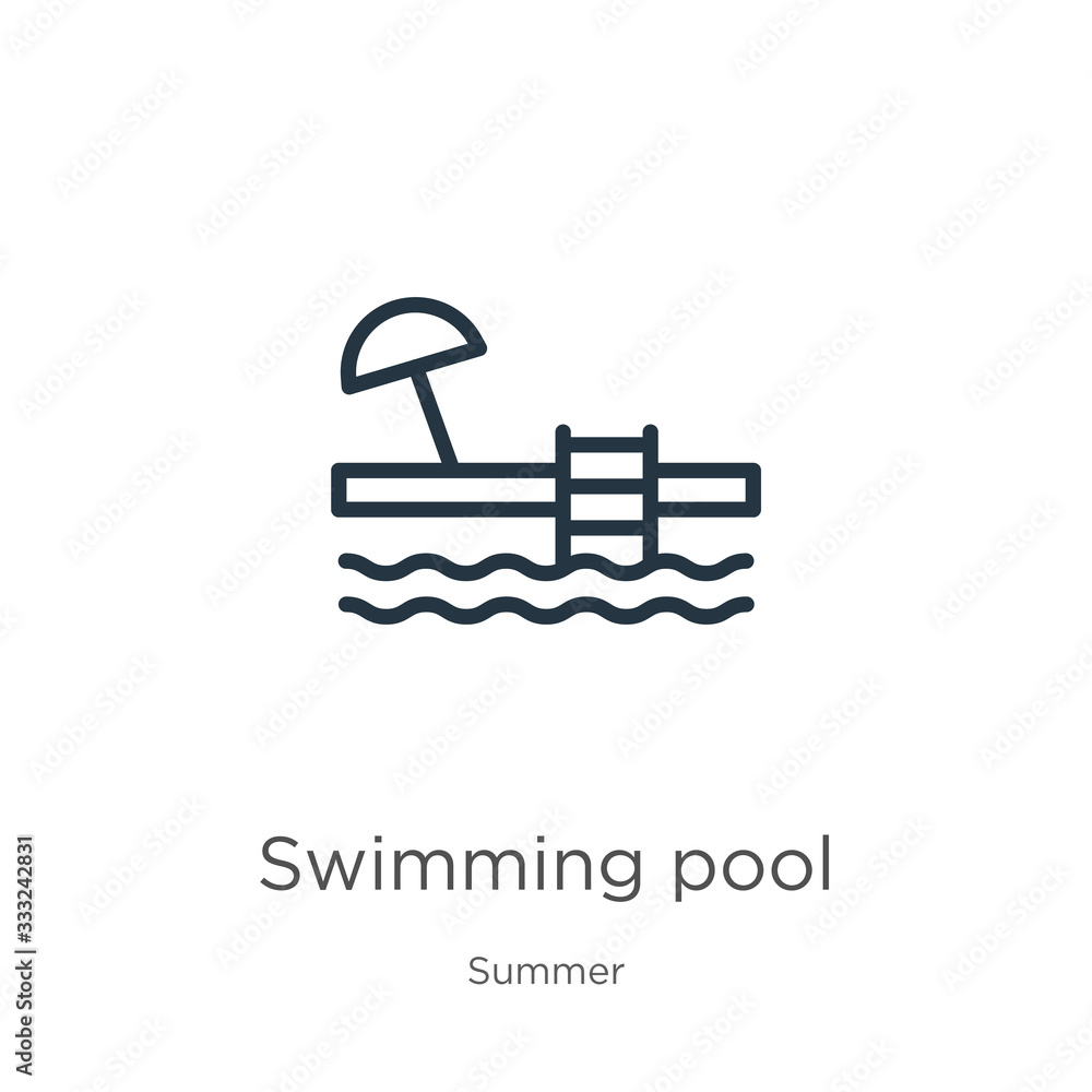 Aufkleber swimming pool icon. thin linear swimming pool outline icon isolated on white background from summer 
