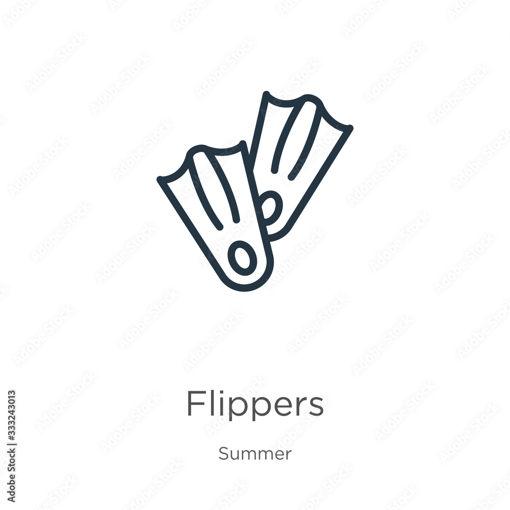 Aufkleber flippers icon. thin linear flippers outline icon isolated on white background from summer collection