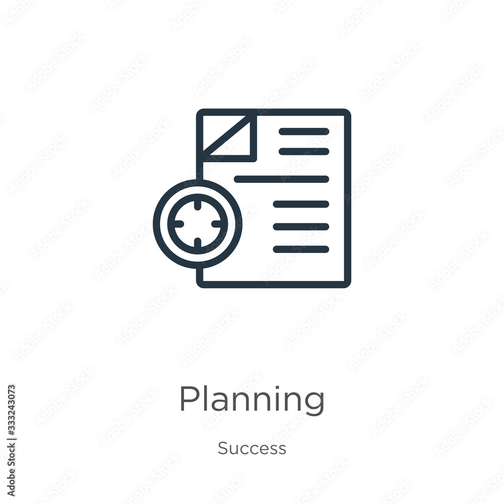 Poster planning icon. thin linear planning outline icon isolated on white background from success collectio