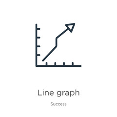 Line graph icon. Thin linear line graph outline icon isolated on white background from success collection. Line vector sign, symbol for web and mobile