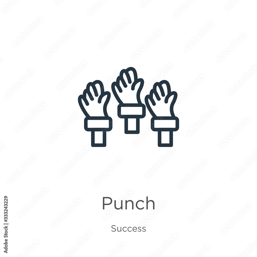 Poster punch icon. thin linear punch outline icon isolated on white background from success collection. lin