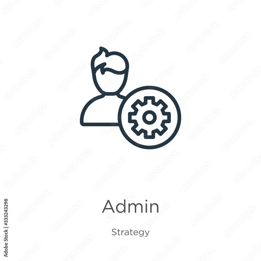 Aufkleber admin icon. thin linear admin outline icon isolated on white background from strategy collection. li