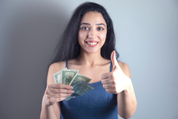 woman hand okay sign with money