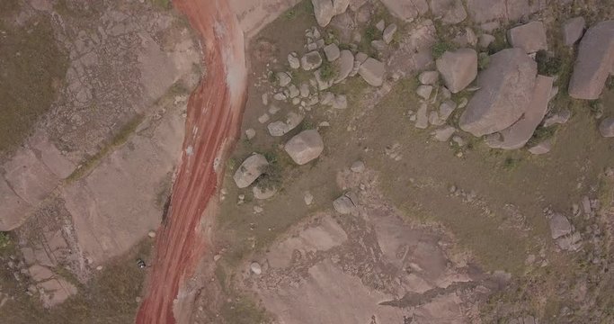 Aerial view of  the second-largest monolith in the world called Sibebe Rock, Eswatini