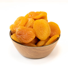 Dried fruit composition on white background