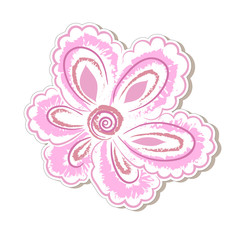 Vector decorative element, flower in pastel colors, pink, close-up, sticker, element for the design of children's books, wedding and greeting cards.