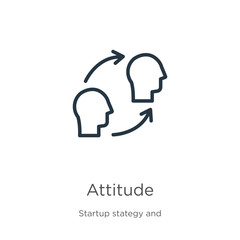 Attitude icon. Thin linear attitude outline icon isolated on white background from startup collection. Line vector sign, symbol for web and mobile