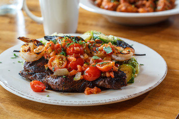 Grilled Shrimp Skewers with steak