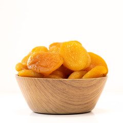 Dried fruit composition on white background