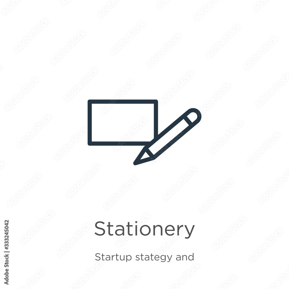Aufkleber stationery icon. thin linear stationery outline icon isolated on white background from startup colle
