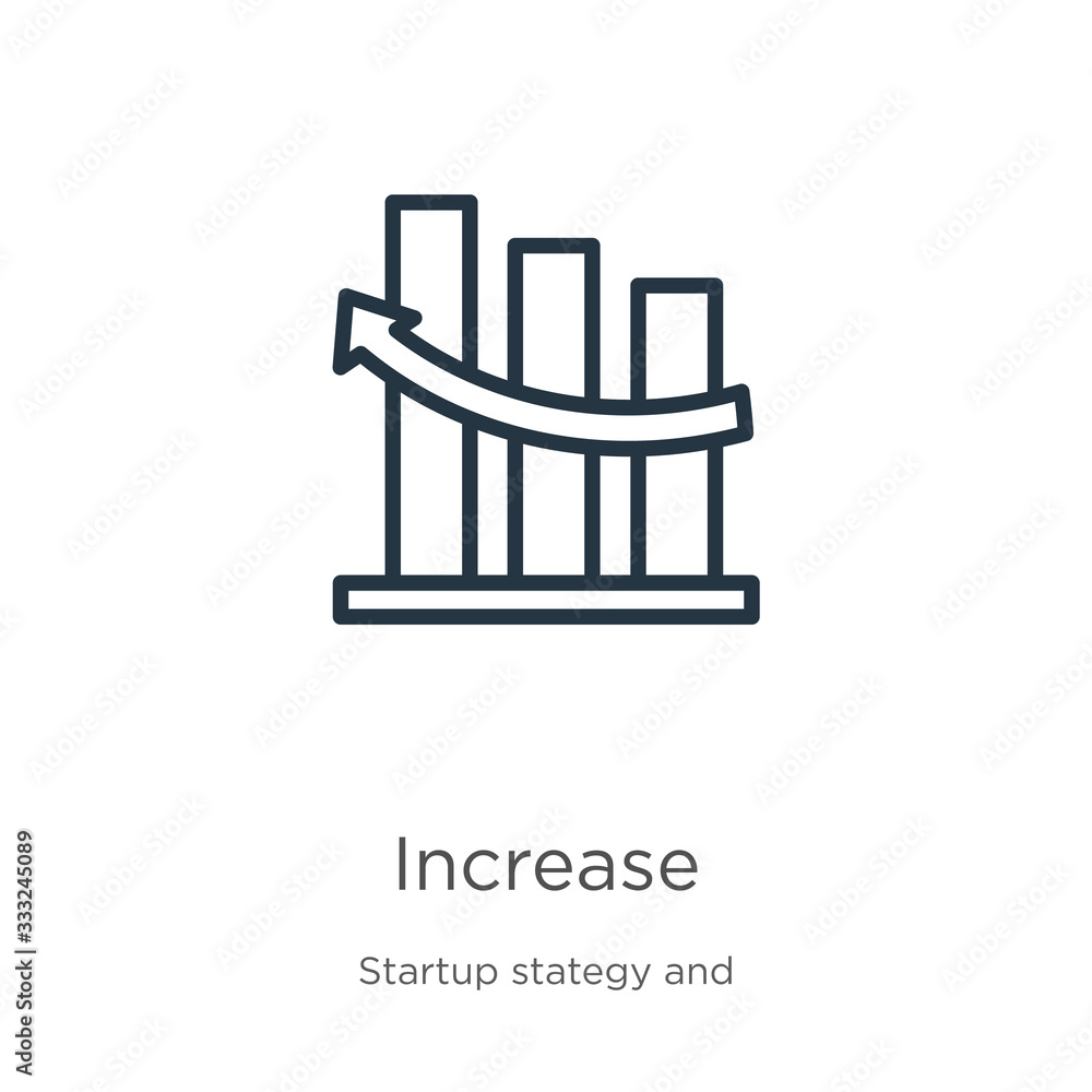 Poster increase icon. thin linear increase outline icon isolated on white background from startup strategy 