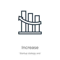 Increase icon. Thin linear increase outline icon isolated on white background from startup strategy and success collection. Line vector sign, symbol for web and mobile
