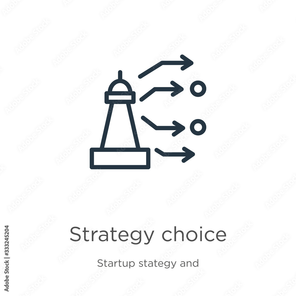Poster strategy choice icon. thin linear strategy choice outline icon isolated on white background from sta