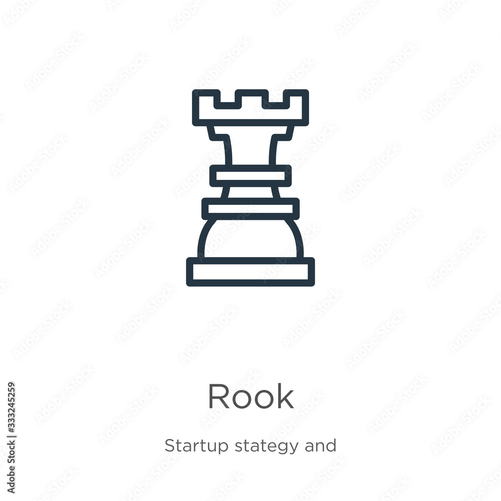 Poster rook icon. thin linear rook outline icon isolated on white background from startup stategy and succe