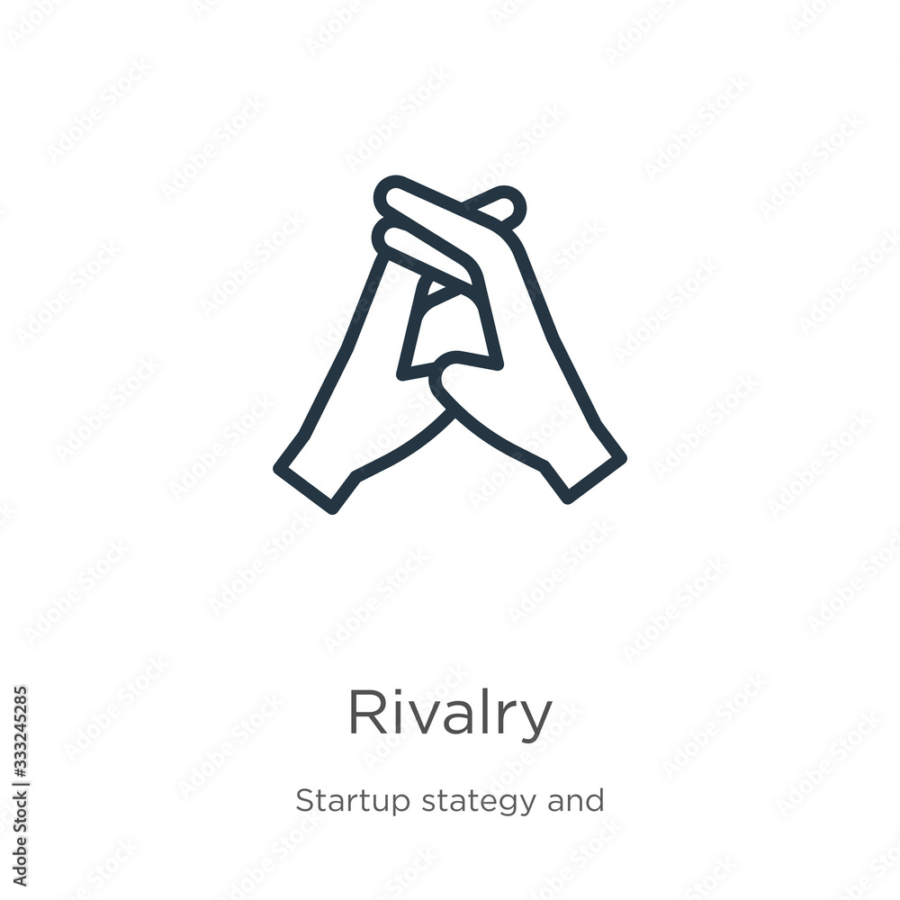 Poster rivalry icon. thin linear rivalry outline icon isolated on white background from startup stategy and