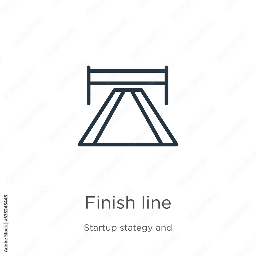 Poster finish line icon. thin linear finish line outline icon isolated on white background from startup sta