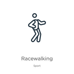 Racewalking icon. Thin linear racewalking outline icon isolated on white background from sport collection. Line vector sign, symbol for web and mobile