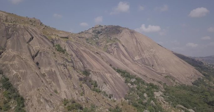 Aerial view of  the second-largest monolith in the world called Sibebe Rock, Eswatini