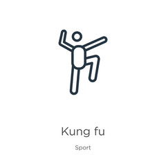 Kung fu icon. Thin linear kung fu outline icon isolated on white background from sport collection. Line vector sign, symbol for web and mobile