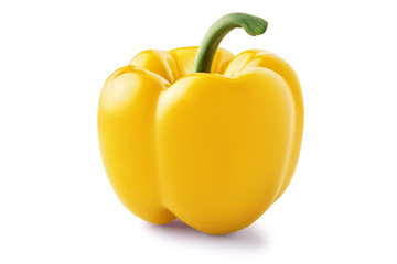 Fresh, yellow, sweet bell pepper isolated on white background. Clipping path.