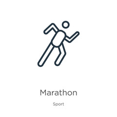 Marathon icon. Thin linear marathon outline icon isolated on white background from sport collection. Line vector sign, symbol for web and mobile
