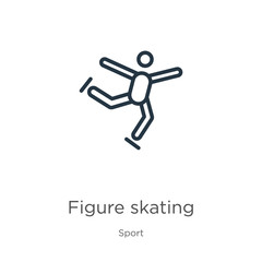 Figure skating icon. Thin linear figure skating outline icon isolated on white background from sport collection. Line vector sign, symbol for web and mobile