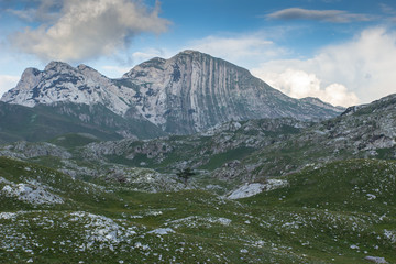 Amazing view of the mountains in Durmitor National Park. Summer holiday