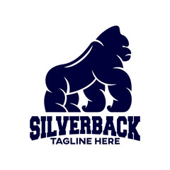 Modern silverback gorilla mascot logo.Vector illustration. © val1982