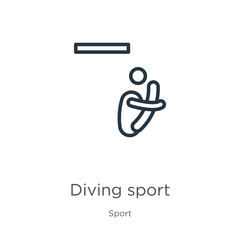 Diving sport icon. Thin linear diving sport outline icon isolated on white background from sport collection. Line vector sign, symbol for web and mobile