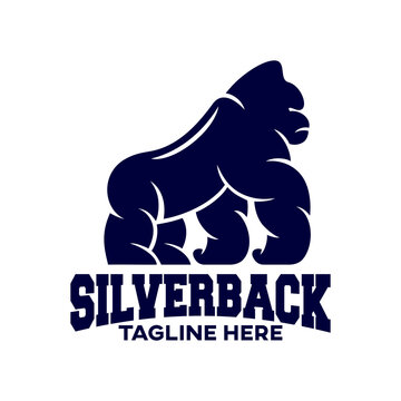 Modern silverback gorilla mascot logo.Vector illustration.