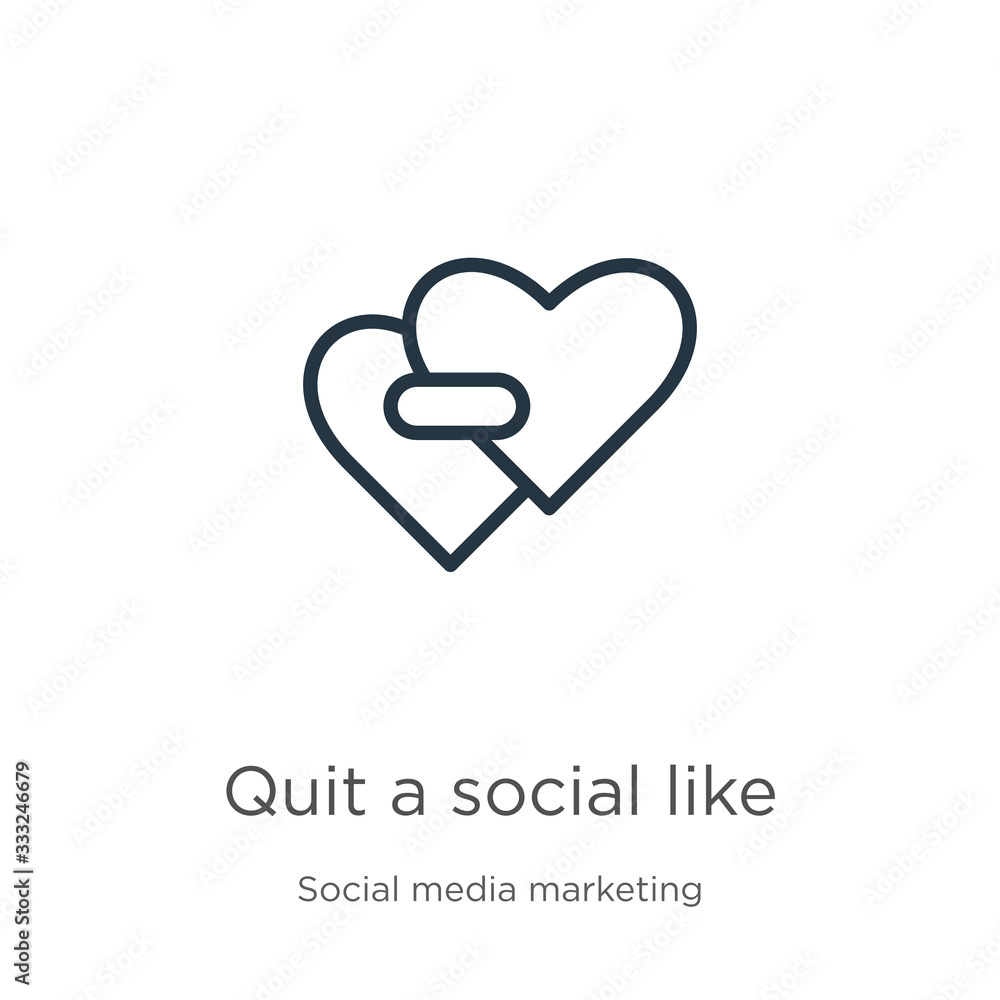 Aufkleber quit a social like icon. thin linear quit a social like outline icon isolated on white background fr